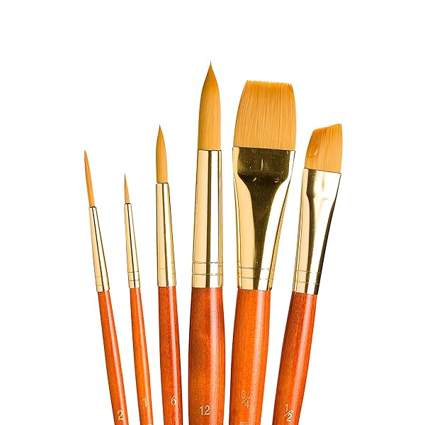 Princeton Real Value Series 9100 Paint Brush Sets for Acrylic, Oil & Watercolor - Syn-Gold Taklon Brushes (Rnd, Liner, Shader, Wash) - Image 2