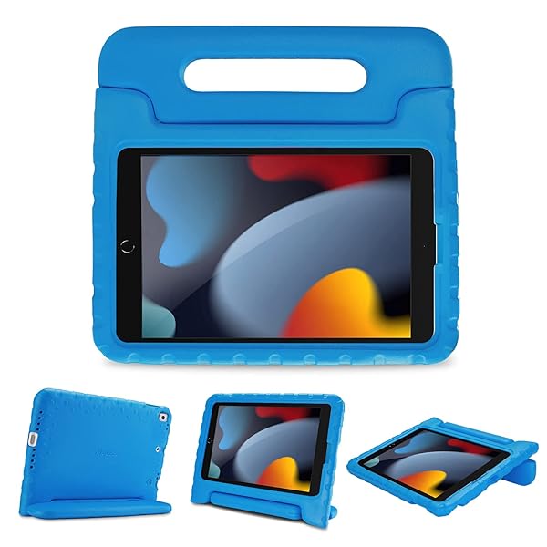 ProCase Kids iPad Case 9th/8th/7th Gen & Air/Pro 10.5 - Shockproof, Lightweight, Convertible Handle - Blue