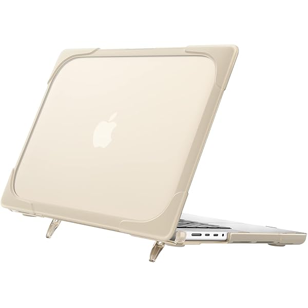 ProCase Heavy Duty Hard Shell Case for MacBook Pro 14 inch 2024 2023 2022 2021 with Fold Kickstand Khaki