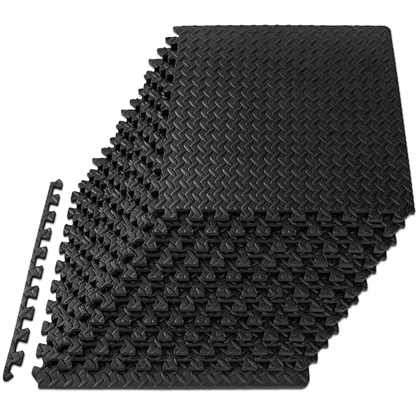 ProsourceFit Puzzle Exercise Mat ½ in, EVA Interlocking Foam Floor Tiles for Home Gym, Mat for Home Workout Equipment, Floor Padding for Kids, Black, 24 in x 24 in x ½ in, 48 Sq Ft - 12 Tiles - Image 2