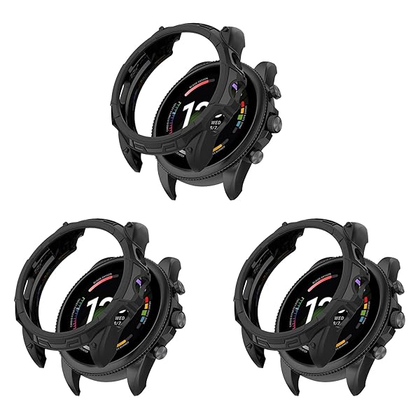 FitTurn Fossil Gen 6 44mm Protective Case: TPU Bumper Shell & Anti-Scratch Cover - 3 Black Accessories