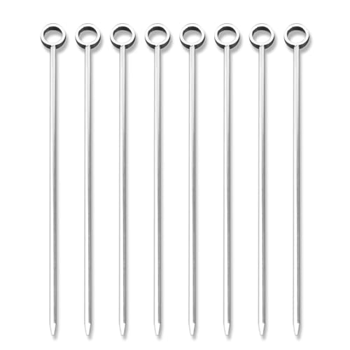 PuTwo Stainless Steel Martini Glass Cocktail Picks - 4.25 Inch Silver Picks for Perfect Drinks