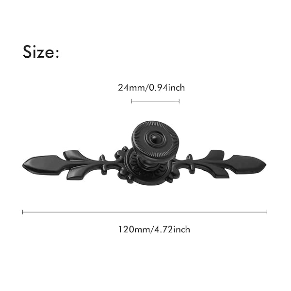 Vintage Zinc Alloy Pull Handle Door Knob 4-Pack - Black Cabinet & Drawer Hardware - Image 5