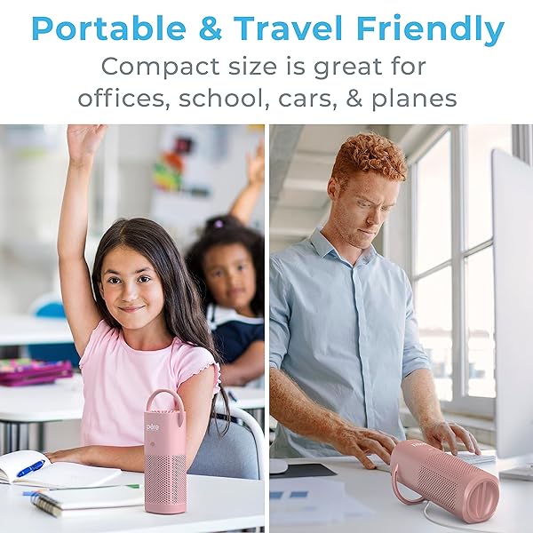 Pure Enrichment PureZone Mini Portable Air Purifier - Cordless True HEPA Filter Cleans Air & Eliminates 99.97% of Dust, Odors, & Allergens Close to You - Cars, School, & Office (Blush) - Image 7