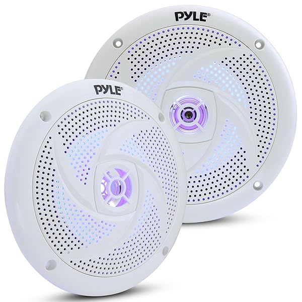 Pyle Waterproof Marine Speakers with LED Lights 6.5 Inch Slim Style Speaker Pair 240 Watt PLMRS63WL5