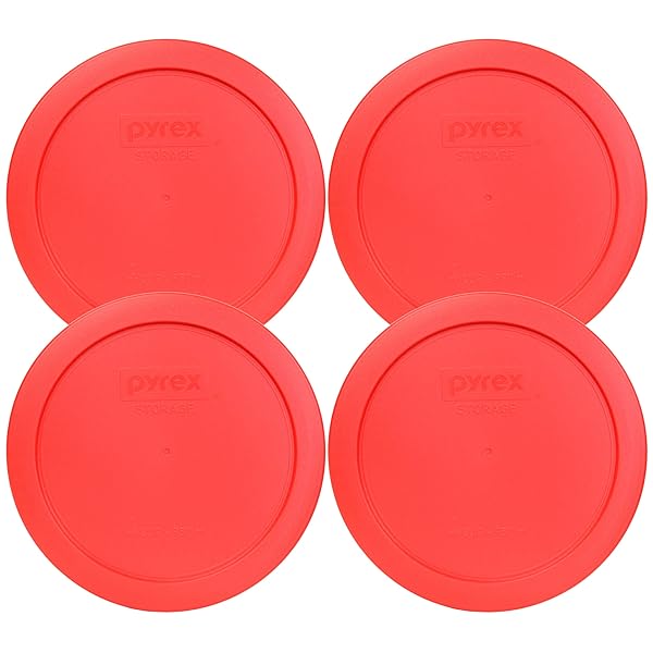 Pyrex "Pyrex 7201-PC Round Red 6.5" 4 Cup Lid Set - 4 Pack for Glass Bowls"