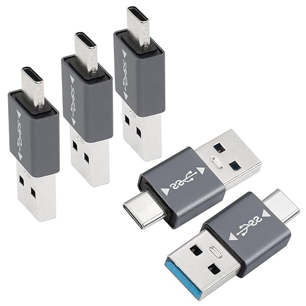 QIANRENON QIANRENON 5Pcs USB 3.1 Male to USB C Male Adapter USB A to USB C Connector 10Gbps, Support OTG Data Synchronization for Smartphone Laptop Tablet