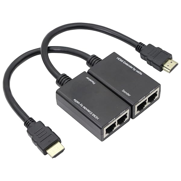 QIANRENON HDMI Extender Over Cat5e: 100ft 1080P HDMI Cable with 2 Ports RJ45 Signal Amplifier