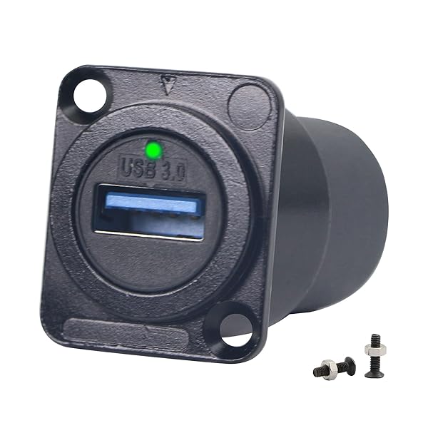 QIANRENON QIANRENON USB 3.0 D Panel Mount Connector - Solderless Female Coupler Adapter for Super Speed 5Gbps Audio/Video Equipment
