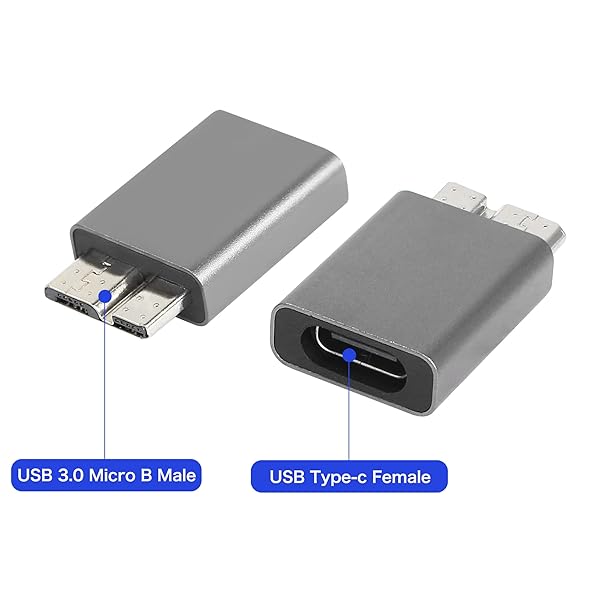 QIANRENON USB 3.0 Micro B Adapter: Type-C to Micro B Connector for MacBook Pro, Galaxy S5/S8/S9/S10, Mobile Hard Disks - Grey - Image 3