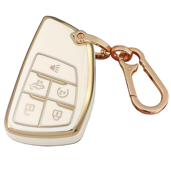 QIXIUBIA for GMC Key Fob Cover Keyless Remote Smart Key Shell with Keychain Fit for GMC Yukon Chevy Chevrolet Suburban Tahoe GM Buick Encore