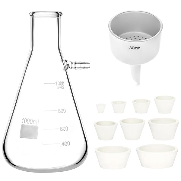 QWORK 1000ML Buchner Funnel Kit with 1L Vacuum Flask and 80mm Borosilicate Glass Filtering Flask for Efficient Filtration - Image 3