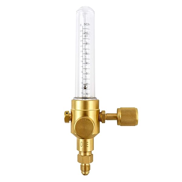 QWORK 1/4 Flare Inlet and Outlet Connection Nitrogen Flow Indicator