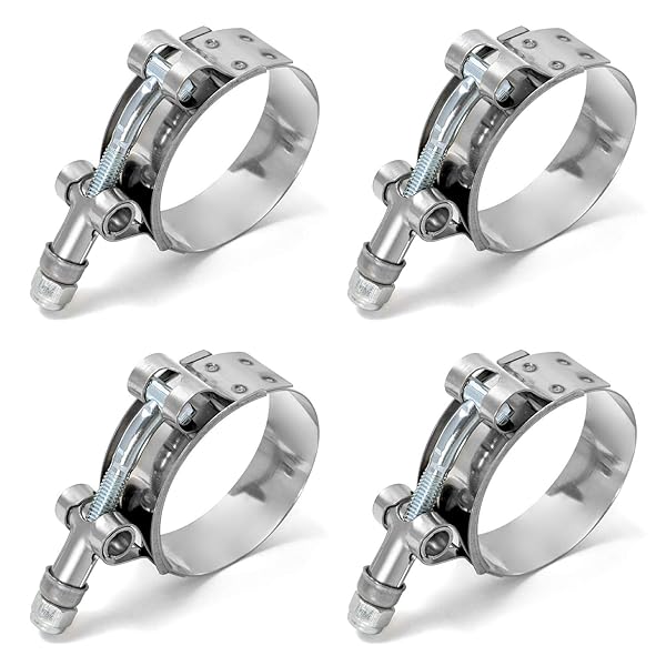 QWORK 1.75 Inch T-Bolt Hose Clamp Stainless Steel 51mm to 57mm for Turbo Intake Intercooler Hose 4 Pack