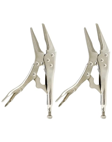 QWORK 2 Pack Original Locking Pliers - 9" Long Nose, Curved Jaw, 2-3 4" Max Opening