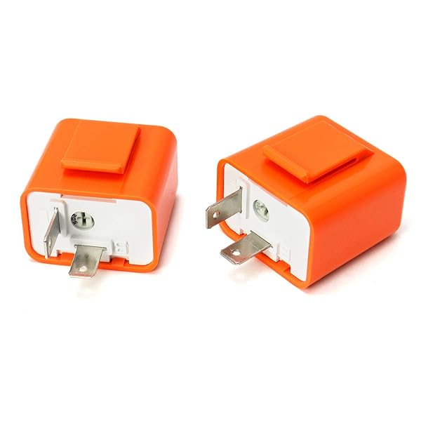 QWORK 2Pcs 2Pin Electronic Turn Signal Flasher Relay for Motorcycle Adjustable LED Hyper Flash Indicator