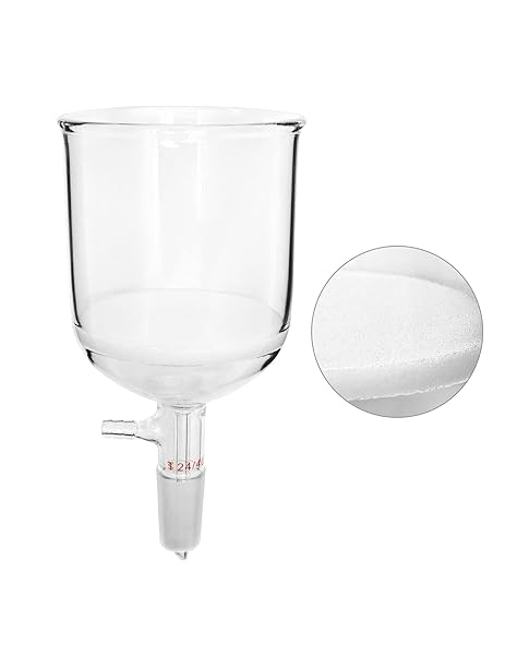QWORK 500ml Buchner Funnel with Medium Frit G2 - Lab Glassware, 24/40 Joint, Vacuum Tubulation, 94mm I.D, 100mm Depth - Image 3