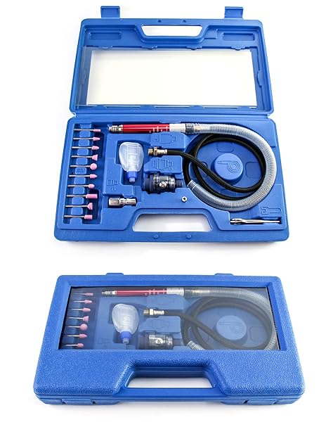 QWORK QWORK Air Micro Grinder, 2 Set 1 8" Mini Pencil Polishing Cutting Tool Pneumatic Pencil Die Grinder, 65000 RPM Free Speed