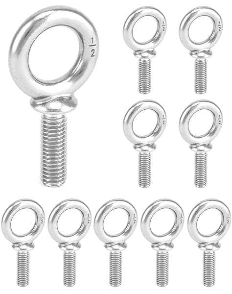 QWORK QWORK Eye Bolt, 20 Pack 5 16"-18 x 1-1 8" Marine Grade Stainless Steel Lifting Ring Threaded Eyebolt Machinery Shoulder Eyebolts