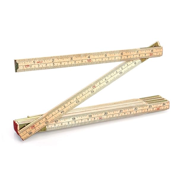 QWORK 6 FT Folding Wood Rule Foldable Ruler with US and Metric Measurements Ideal for Carpenters