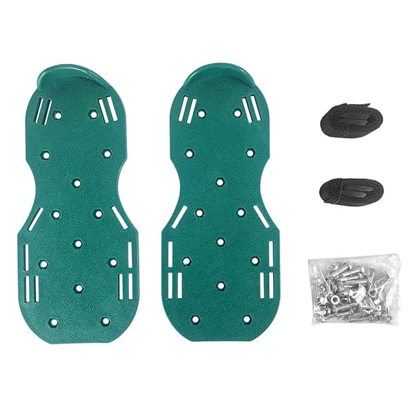 QWORK Gunite Spiked Shoes With 3/4 Short Spikes Perfect For Epoxy Floor, Overlays, Cover Installation, Green Color (Pair) - Image 4