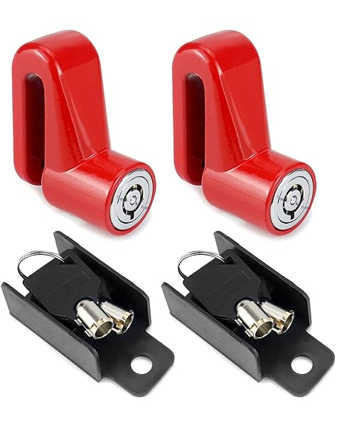 QWORK QWORK Motorcycle Bike Anti-Theft Wheel Disc Brake Lock, 2 Pack Safety Disc Wheel Lock with Keys, Keyed Differently Mountain Road Bike Padlock