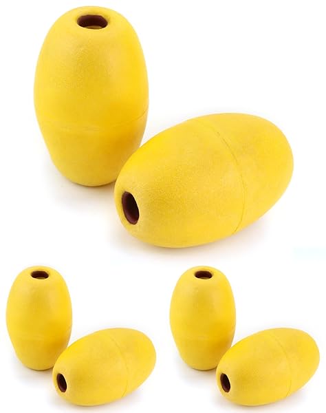 QWORK "QWORK Oval Water Floats 6 Pack - 3.5"x5.5" for Pools & Water Ski Ropes - Durable Yellow with 1/2" Hole"