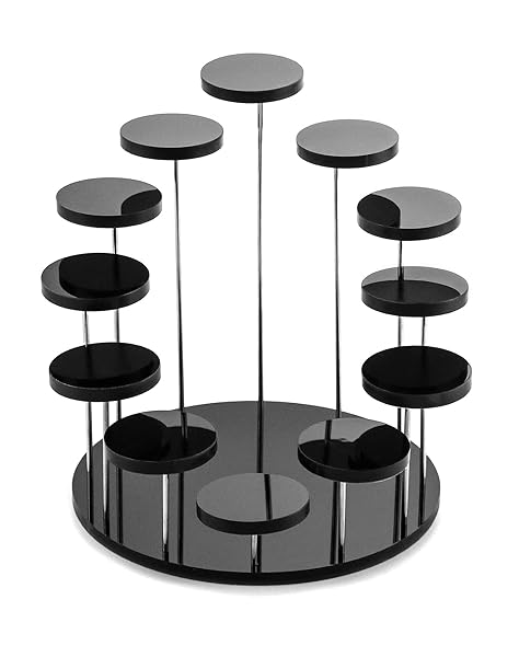 QWORK QWORK 12-Tier Acrylic Jewelry Display Stand for Rings & Earrings - Black Riser for Mini Figurines