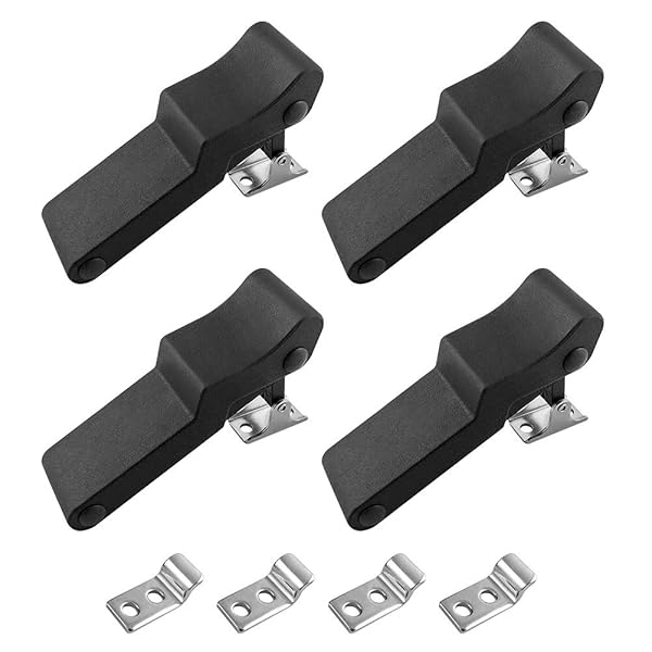 QWORK Rubber Draw Latch 4 Pack Flexible Black Soft Front Storage Rack Latch with Concealed Keeper for Cooler and Cargo Box
