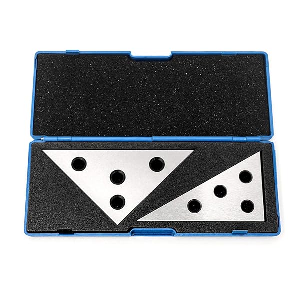 QWORK Solid Angle Plate Set: Precision 30-60-90 & 45-45-90 Degree Triangle Blocks for Machinist Measurement