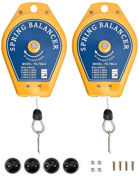 QWORK Spring Balancer, 2 Pack 3.3lbs - 6.6lbs Bearing Retractable Tool Fixture Holder for Assembly-line