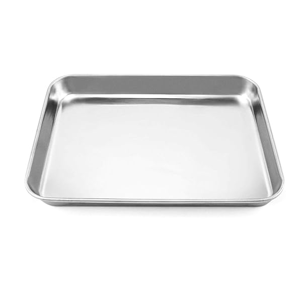 QWORK Stainless Steel Surgical Tray for Medical Instruments Tattoo Supplies 10 1/4 x 7 7/8 x 1 Inch 1 Pack