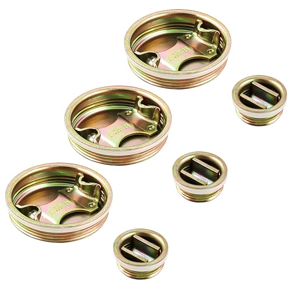 QWORK "QWORK Steel Bung Plug Set for 55 Gallon Drums - 2" & 3/4" Caps, 6 Pack with Plated Coating"