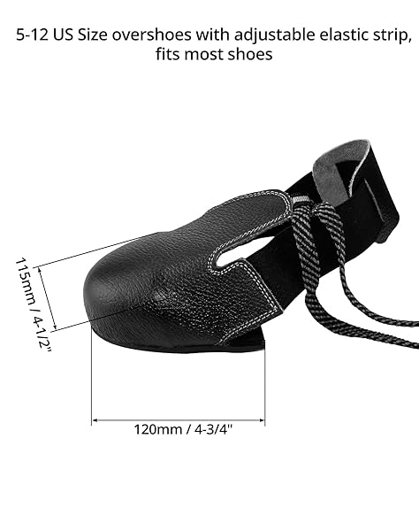 QWORK Steel Toe Cap Safety Overshoes Workplace Anti-smash Cover with Adjustable Strap for Men Women, 2 Pairs (Size 5-12 US) - Image 6
