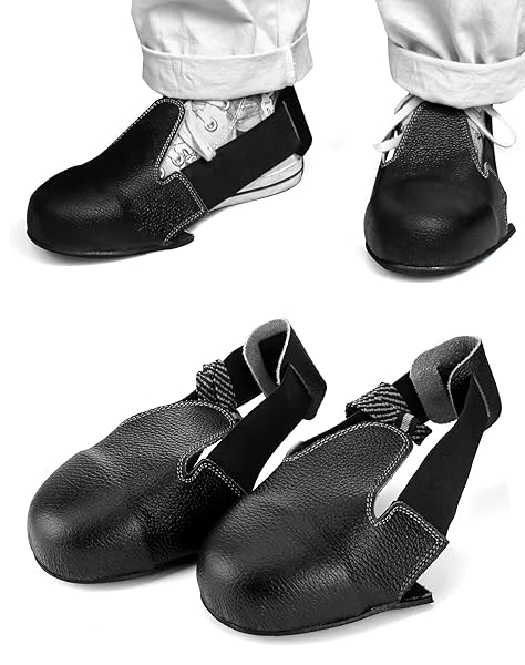 QWORK QWORK Steel Toe Cap Safety Overshoes Workplace Anti-smash Cover with Adjustable Strap for Men Women, 2 Pairs (Size 5-12 US)