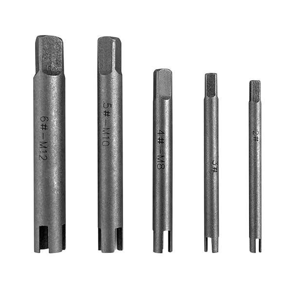 QWORK 4 Flute Tap Extractor Set - 5 Pcs Steel Broken Screw Remover for Stripped Taps - Image 3