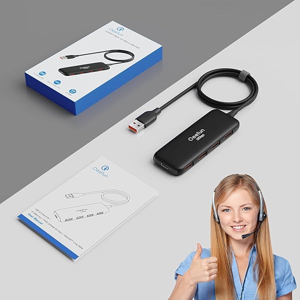 Qeefun 10Gbps USB 3.2 Hub with 4 Data Ports and Type-C Power Port for PC Laptop iMac Mac Mini Dell XPS and More - Image 11
