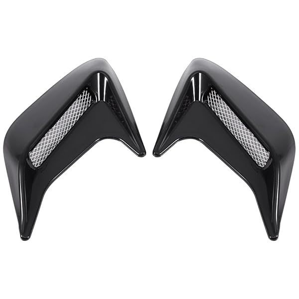 Qiilu Car Bonnet Vents - 2x Universal Decorative Air Scoop Hood Intake for DIY Customization (Black)
