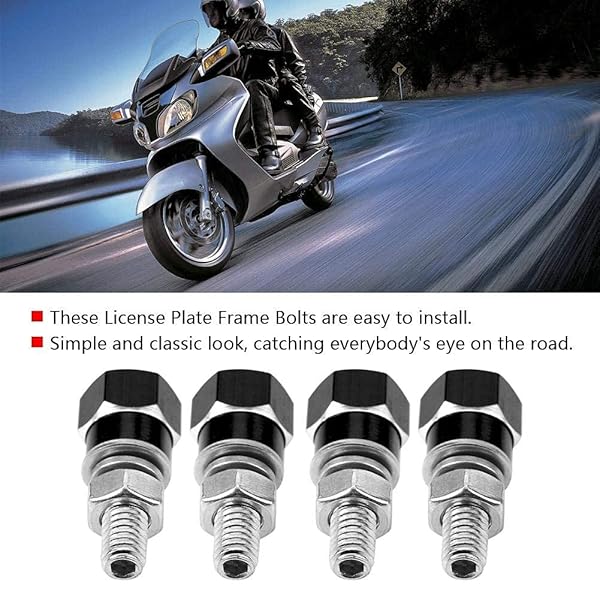 Qiilu 4PCS Universal Motorcycle License Plate Screws - Durable Black Bolts for Car Tag Frame Holder - Image 3