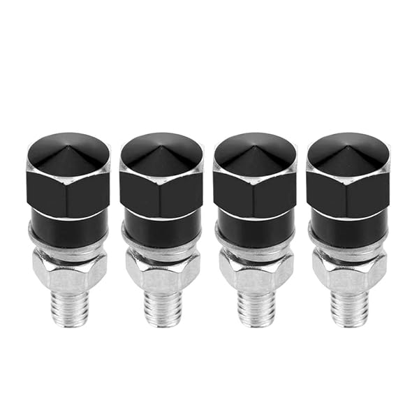 Qiilu 4PCS Universal Motorcycle License Plate Screws - Durable Black Bolts for Car Tag Frame Holder