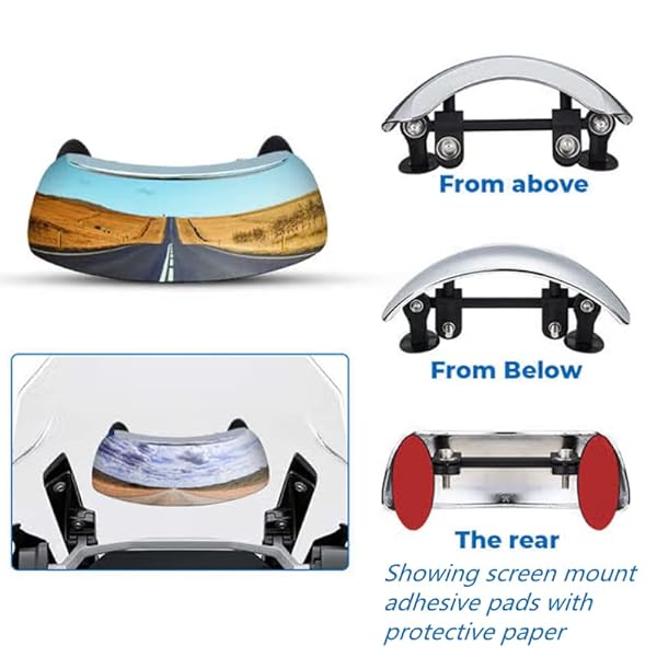 Qiilu Motorcycle Rearview Mirror 180 Degree Wide Angle Safety Blind Spot Side Mirror for Cruiser Sport Bike and Scooter - Image 4