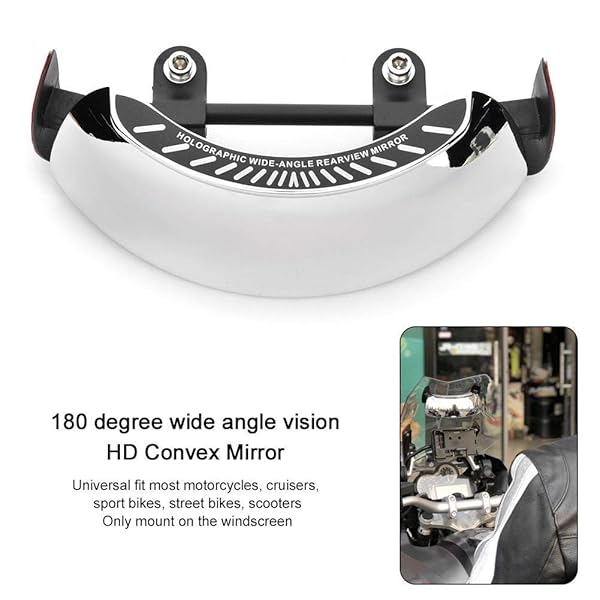 Qiilu Motorcycle Rearview Mirror 180 Degree Wide Angle Safety Blind Spot Side Mirror for Cruiser Sport Bike and Scooter - Image 8