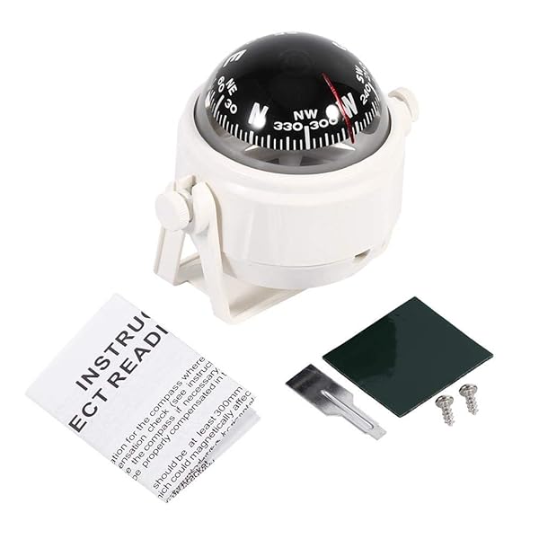 Qiilu Multi-Purpose Sea Marine Bracket Mount Compass for Boat Caravan Truck White