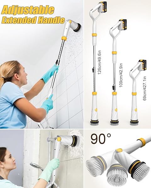 Qimedo Q2 Pro Electric Spin Scrubber with Two Batteries High Power 1500 RPM Cordless Cleaning Brush for Tub Tile Floor with Display and 8 Brushes - Image 9