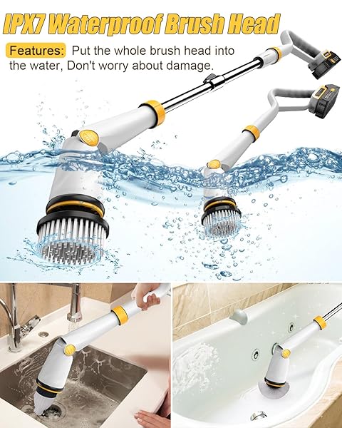 Qimedo Q2 Pro Electric Spin Scrubber with Two Batteries High Power 1500 RPM Cordless Cleaning Brush for Tub Tile Floor with Display and 8 Brushes - Image 10