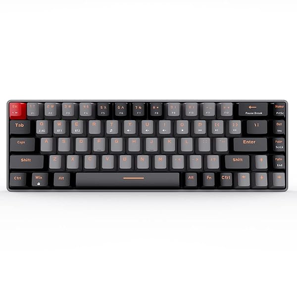 Qisan Mechanical Gaming Keyboard, Dual Mode 2.4G BT Wireless, 60% Layout, US Layout, Blue Switch, 68 Keys, Computer Keyboard, Gaming Pc, Wireless
