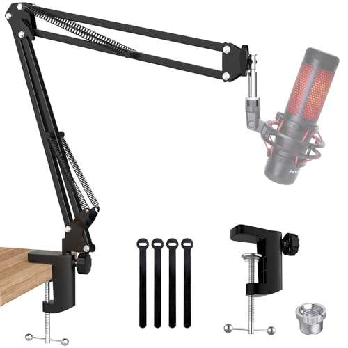 "QuadCast Boom Arm: Versatile Mic Stand for HyperX, Blue Yeti & More - SUNMON Desk Mount with 3/8" to 5/8" Adapter"