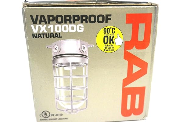 RAB Lighting VX100DG Vaporproof Ceiling Box Mount with Glass Globe & Cast Guard - 150W Aluminum A19 Fixture - Image 5
