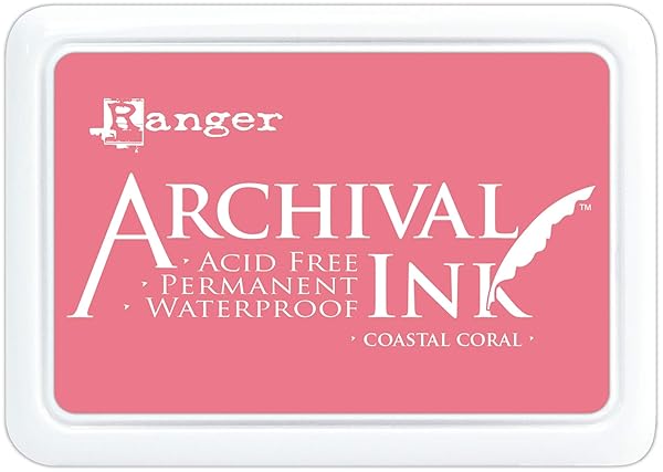 Ranger Industries Archival Inkpad #0 Coastal Coral - Vibrant, Long-Lasting Ink for Crafting