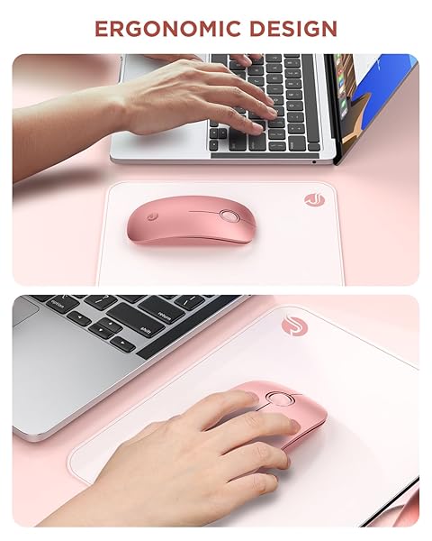 RAPIQUE Bluetooth Wireless Mouse Dual Connectivity Quiet Click Low Power 1600 DPI Portable Cordless Mouse for Mac Laptop iPad Rose Gold - Image 5